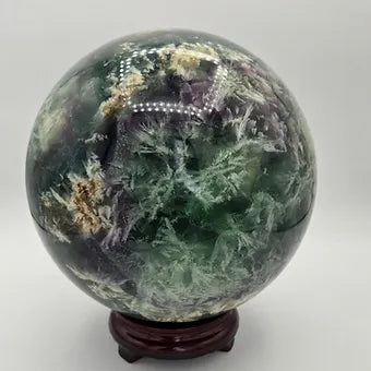 Extra Large Feather Rainbow Fluorite Sphere | 18 lb. One-of-a-Kind Crystal