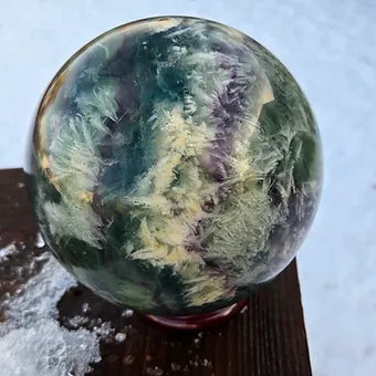 Extra Large Feather Rainbow Fluorite Sphere | 18 lb. One-of-a-Kind Crystal