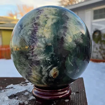 Extra Large Feather Rainbow Fluorite Sphere | 18 lb. One-of-a-Kind Crystal