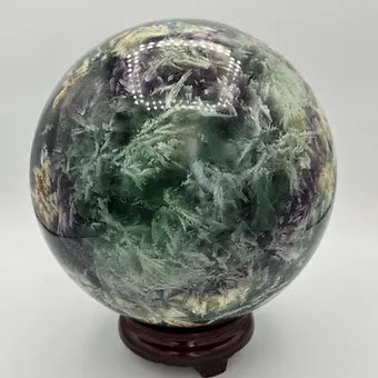 Extra Large Feather Rainbow Fluorite Sphere | 18 lb. One-of-a-Kind Crystal