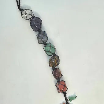 7 Stone Chakra Hanging Crystal Rope | 11" | Genuine Natural Crystals | One Per Chakra