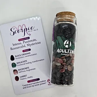 Zodiac & Intentions Crystal Chip Vials | 90ml | 24 Varieties | PVC Cards Included | Collect All