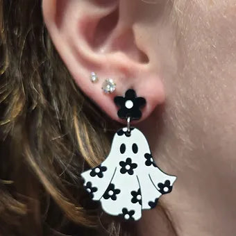 Cute Ghost Flower Acrylic Earrings