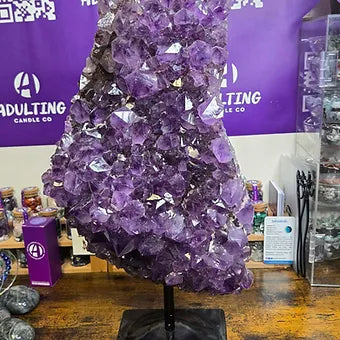 Extra Large Brazilian Amethyst Cluster | 25 lb. One of a Kind Statement Crystal | Stand Included