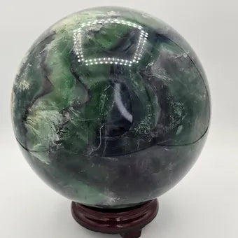 Extra Large Feather Rainbow Fluorite Sphere | 18 lb. One-of-a-Kind Crystal