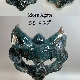 Hand carved Crystal Fox Masks with Stand