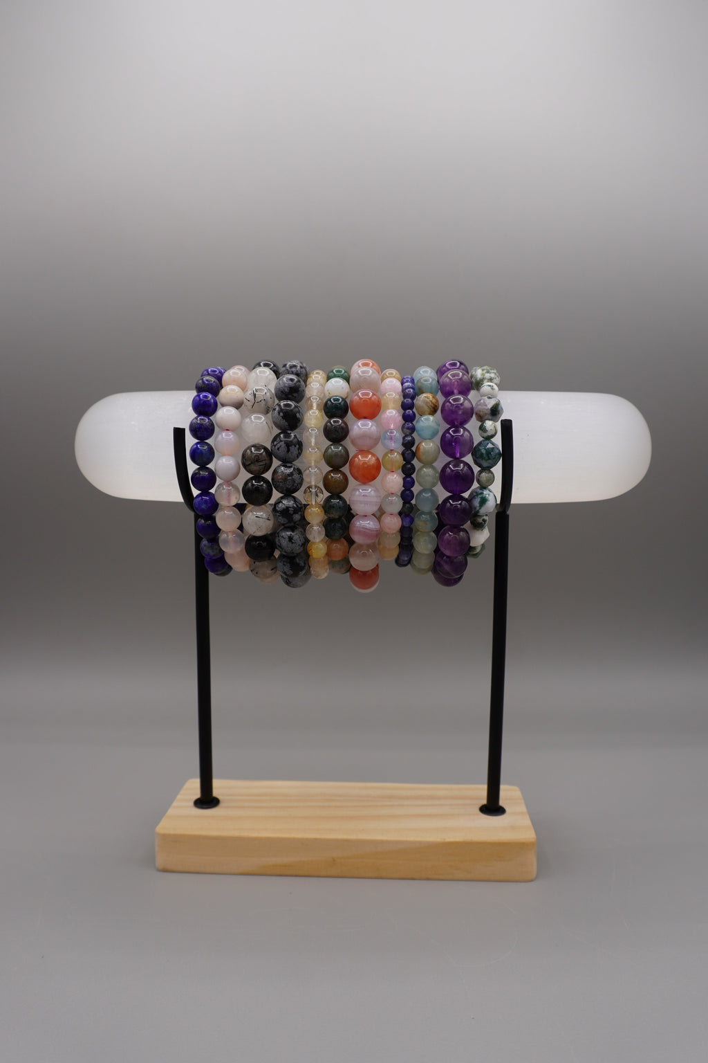 Large Natural Selenite Crystal Bracelet Charging Stand