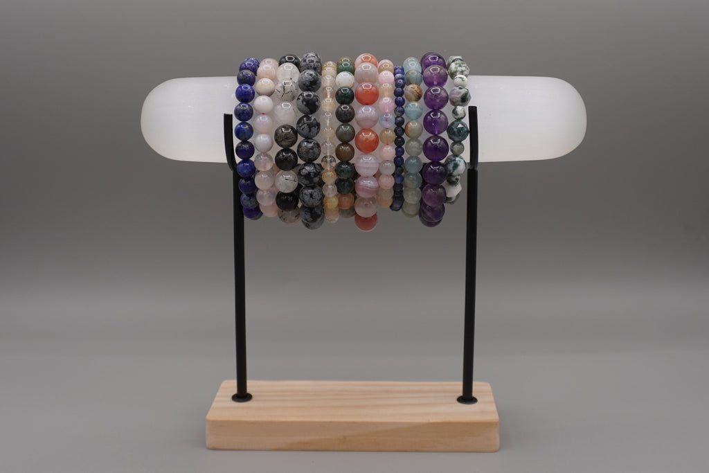 Large Natural Selenite Crystal Bracelet Charging Stand