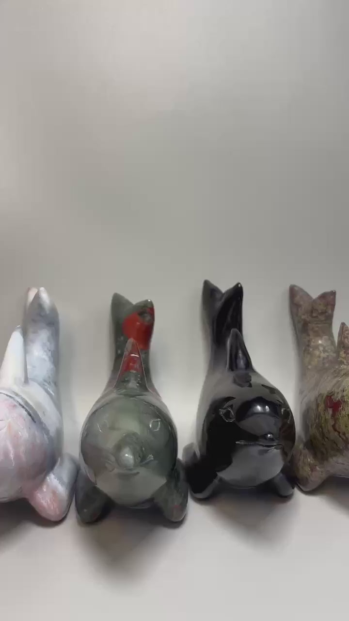 7" Hand-Carved Crystal Dolphins