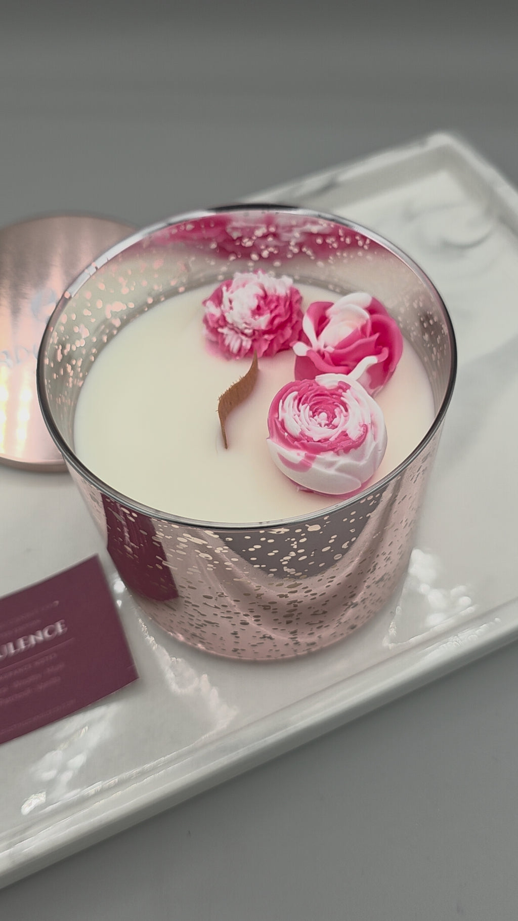 15oz Floral Rose Gold Mercury Glass Candle | Limited Edition