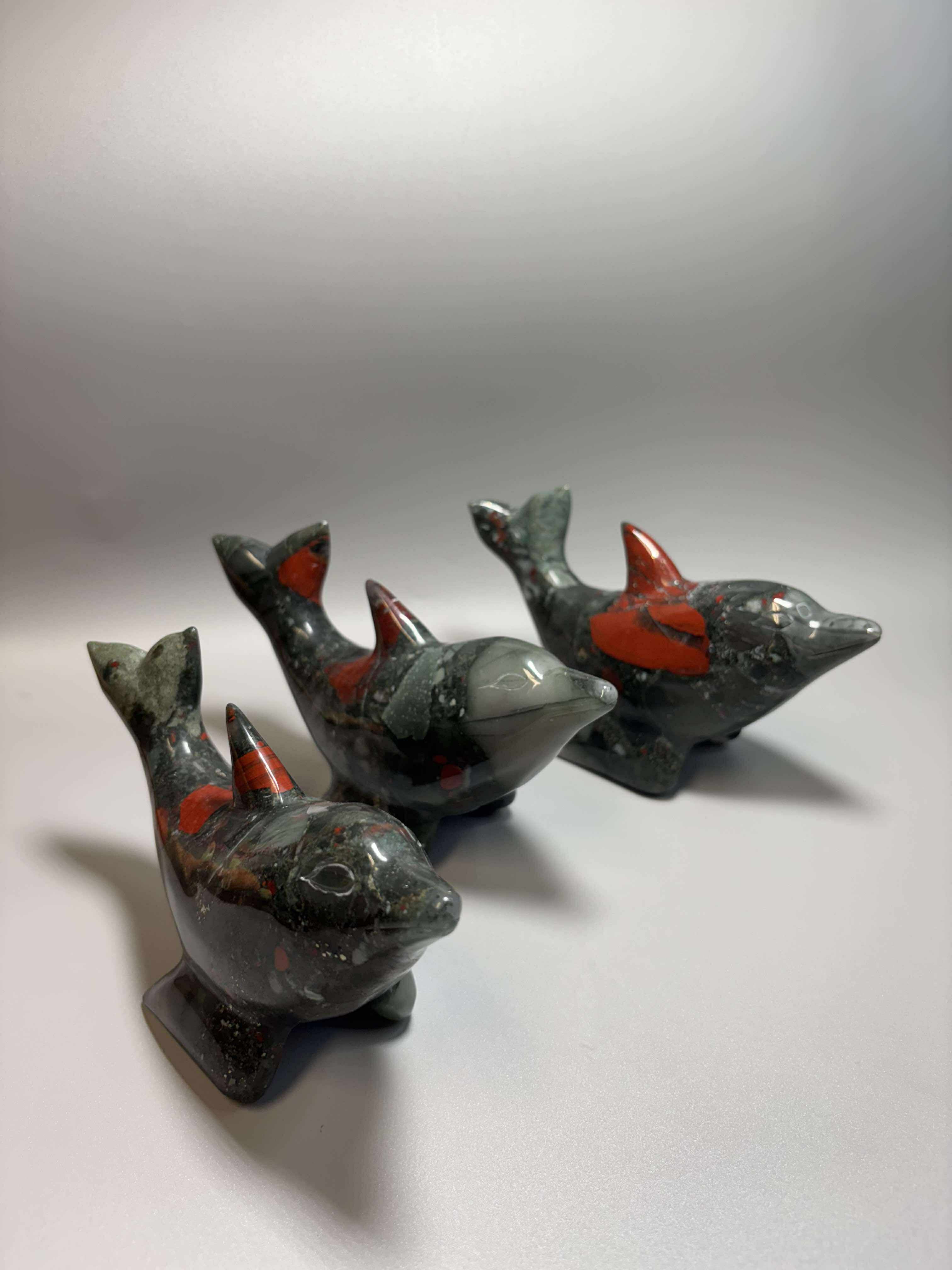 7" Hand-Carved Crystal Dolphins