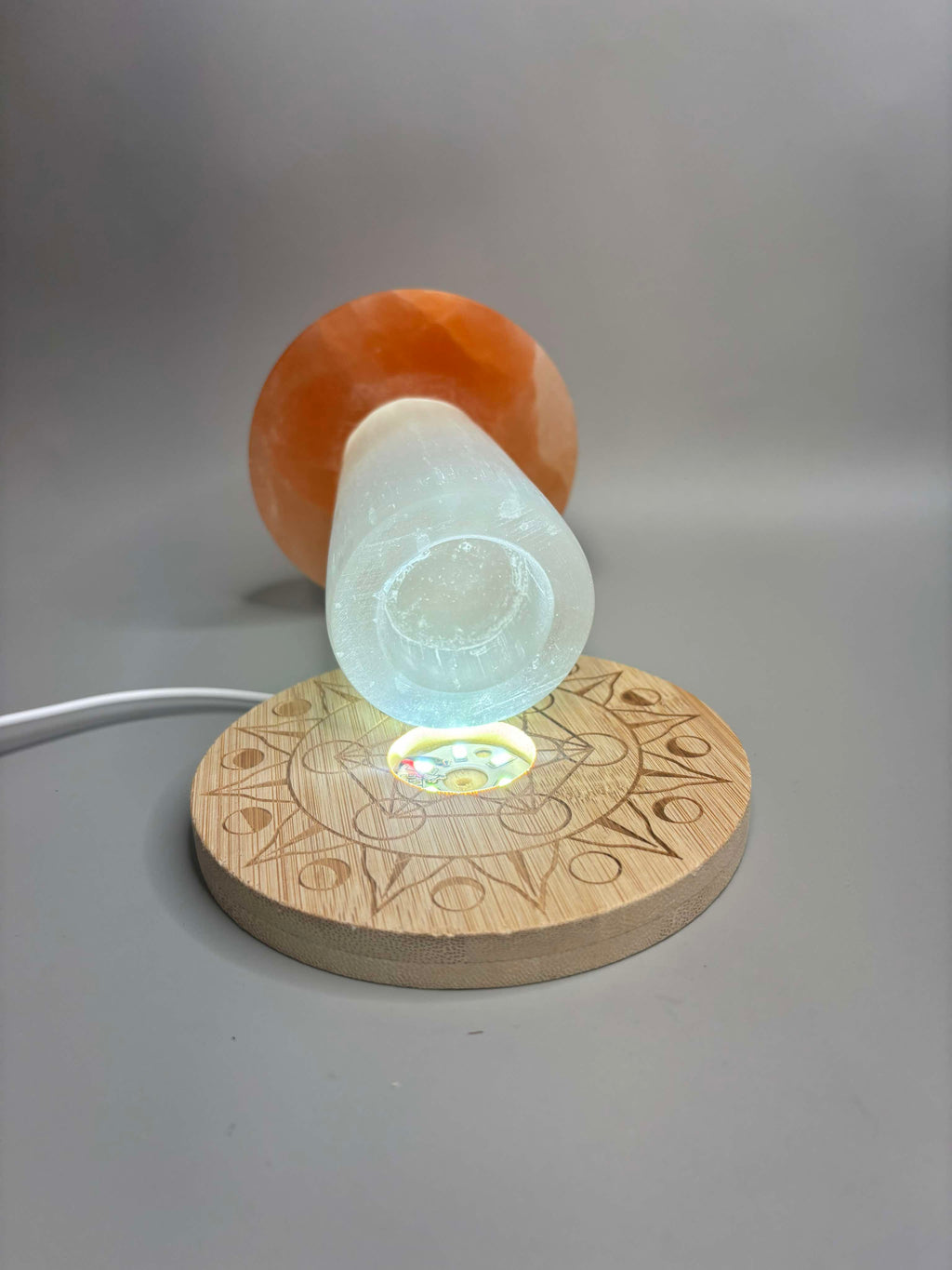Large Orange Selenite Mushroom Night Light
