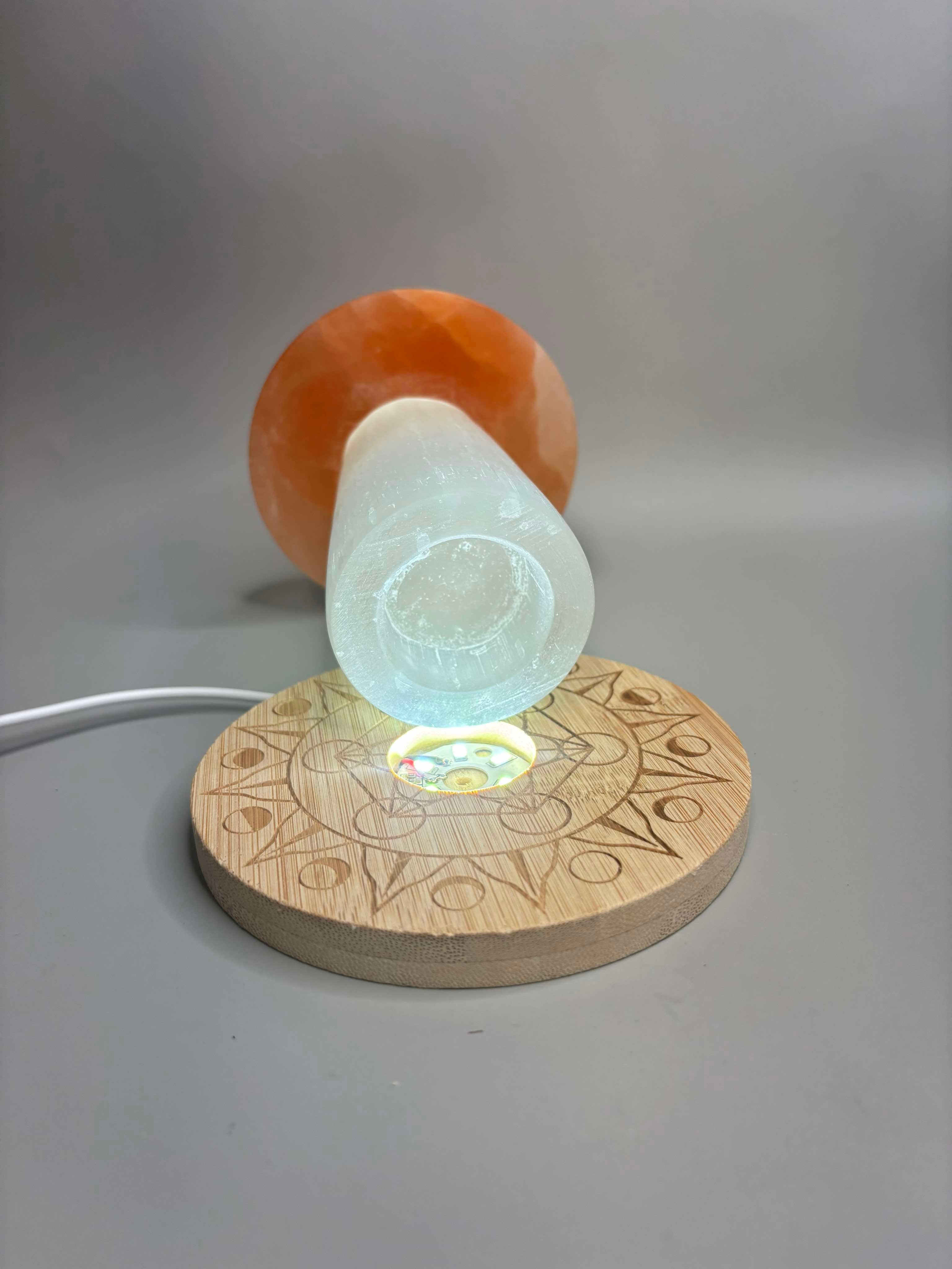 Large Orange Selenite Mushroom Night Light