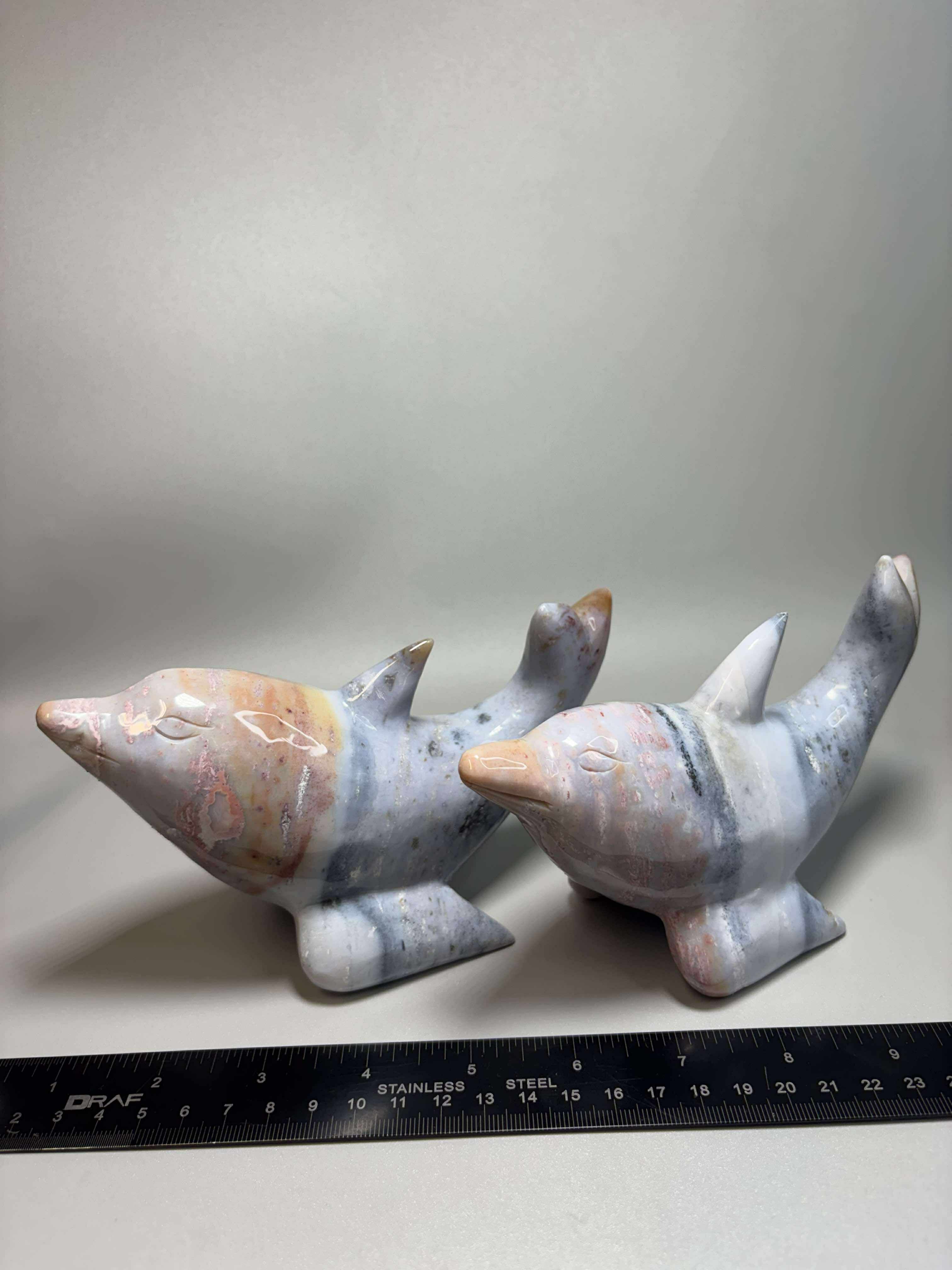 7" Hand-Carved Crystal Dolphins