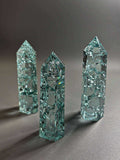 Aqua Ice Crackle Quartz Obelisk Tower
