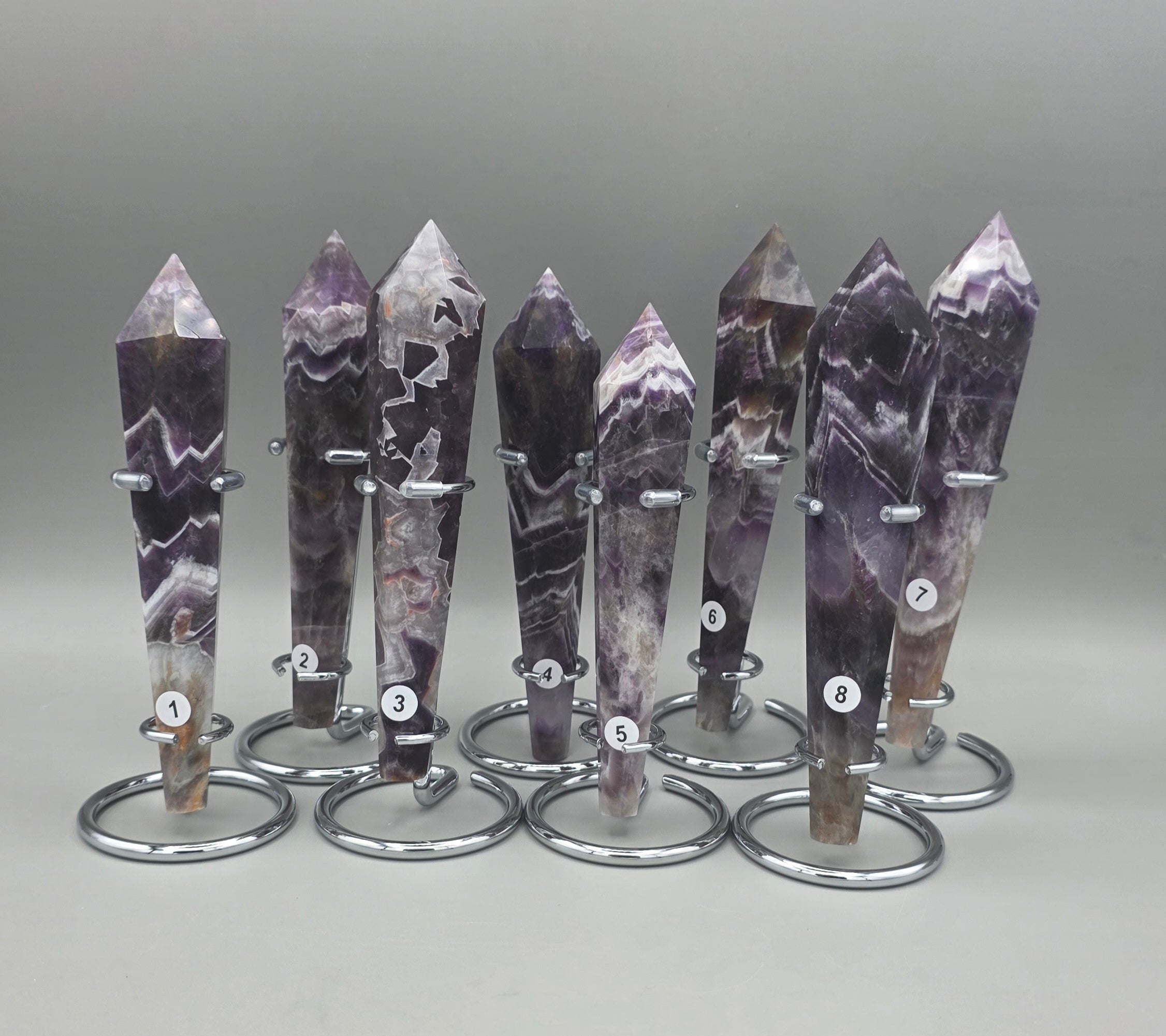 Chevron Amethyst Wands with Stands