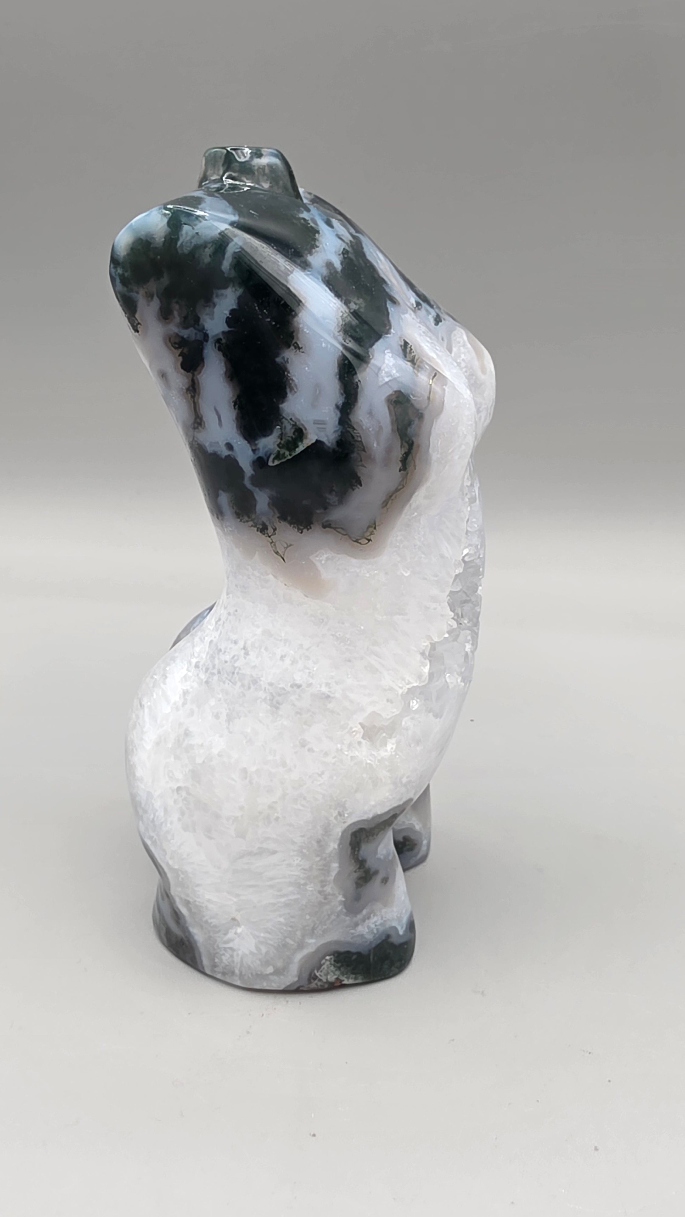 Moss Agate Goddess Body Carving | Druzy Quartz | Hand-Carved