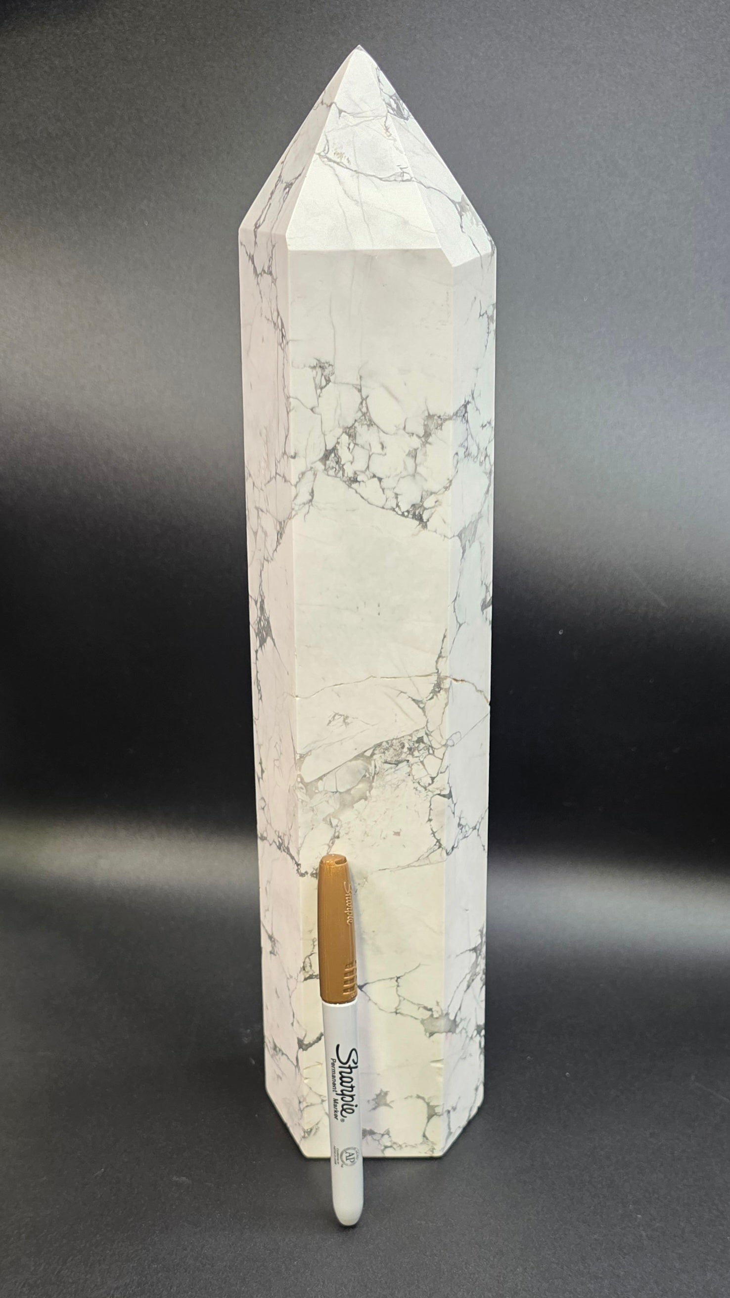 Giant Howlite Tower- White Howlite Obelisk Point-14"
