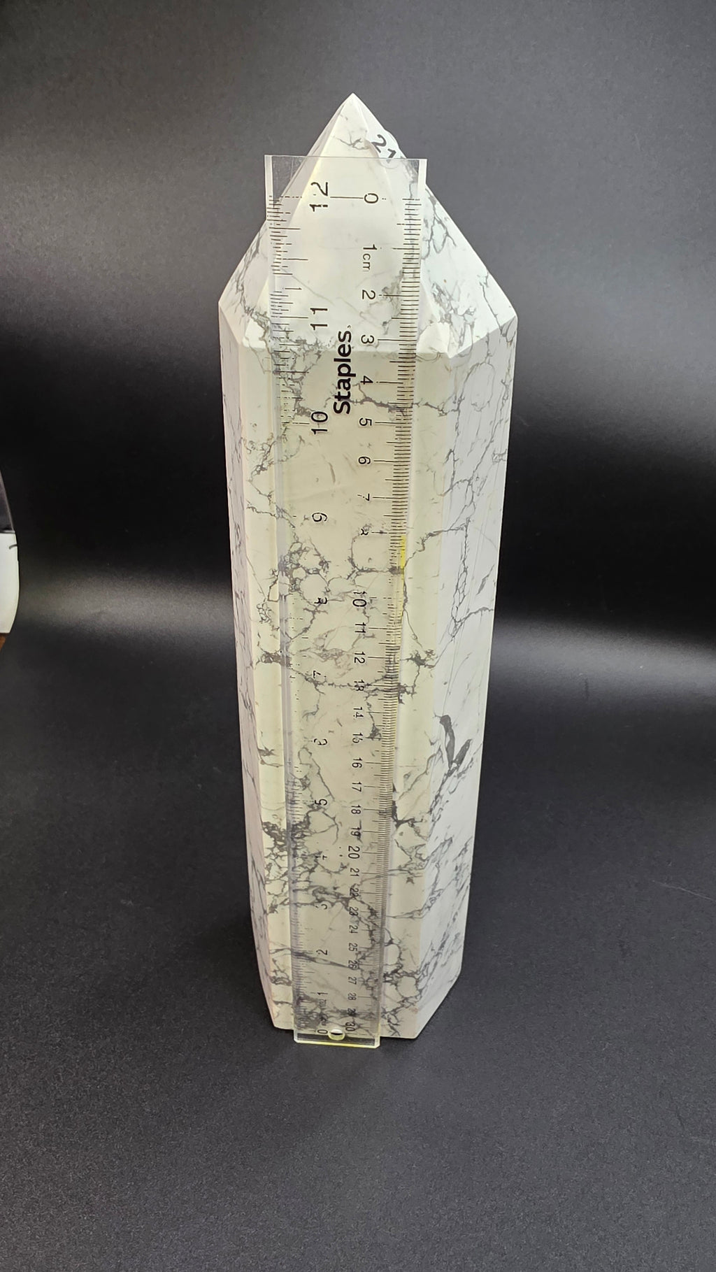 Giant Howlite Tower- White Howlite Obelisk Point-14"