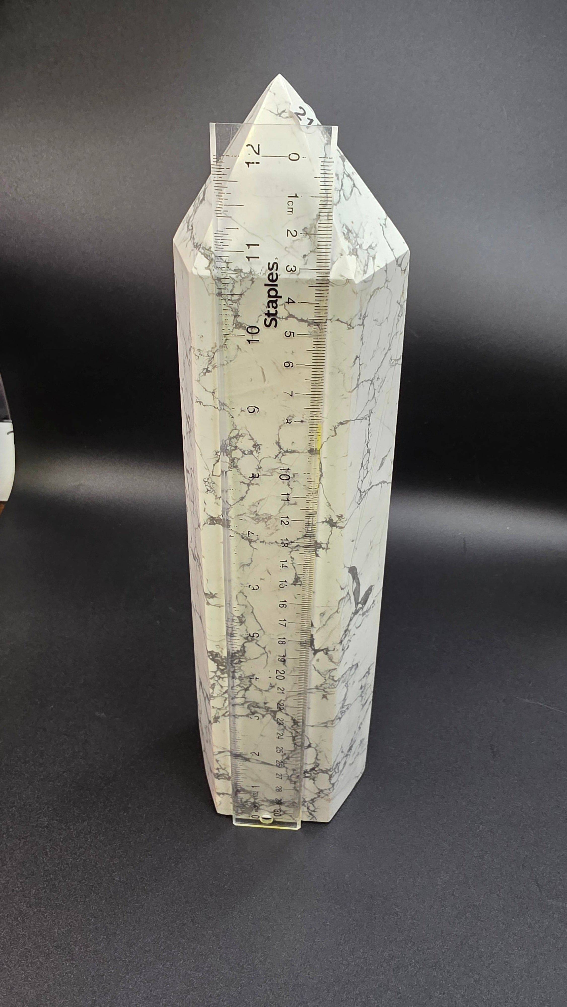 Giant Howlite Tower- White Howlite Obelisk Point-14"