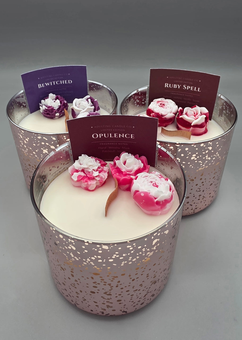 15oz Floral Rose Gold Mercury Glass Candle | Limited Edition