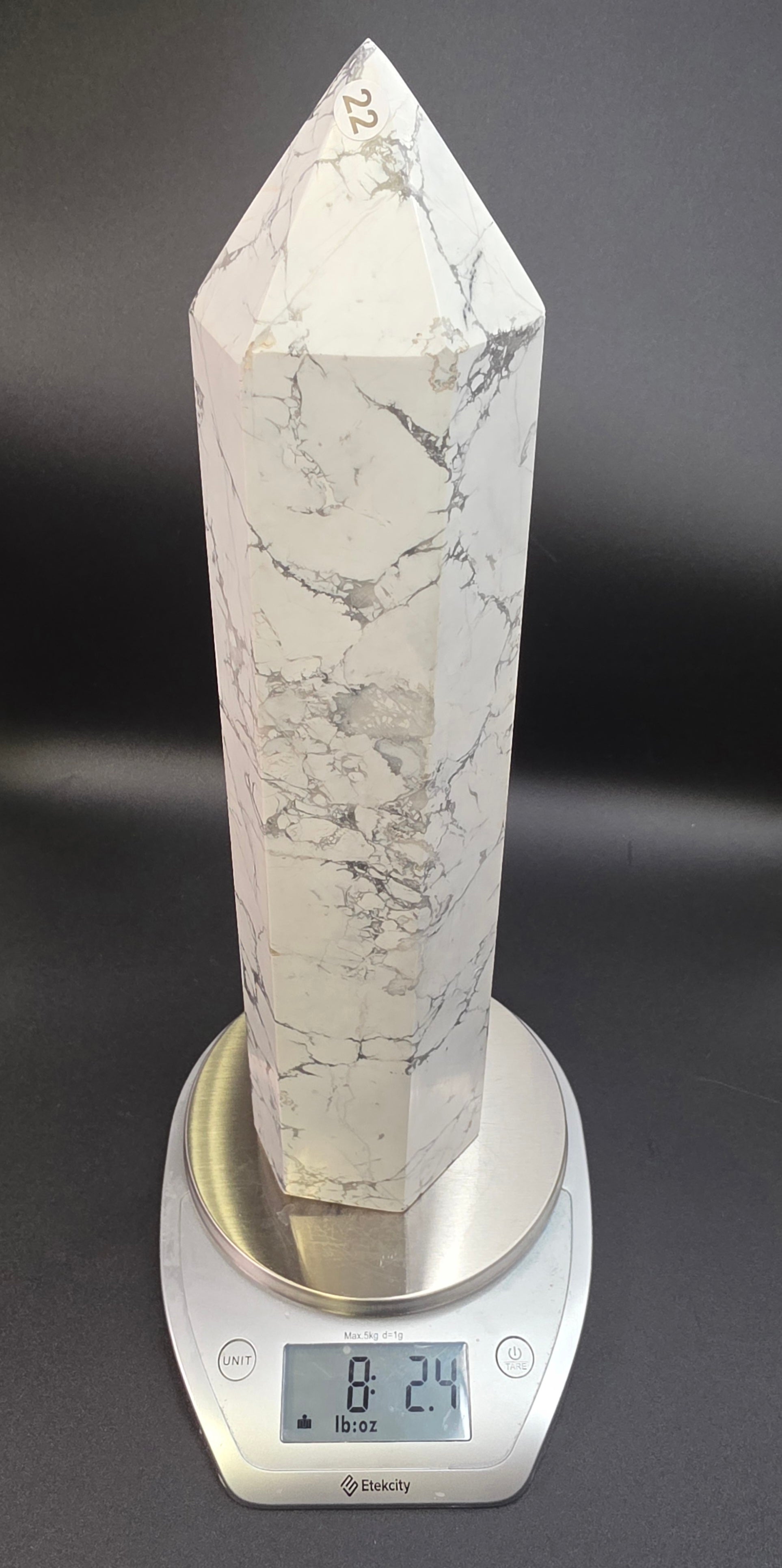 Giant Howlite Tower- White Howlite Obelisk Point-14"