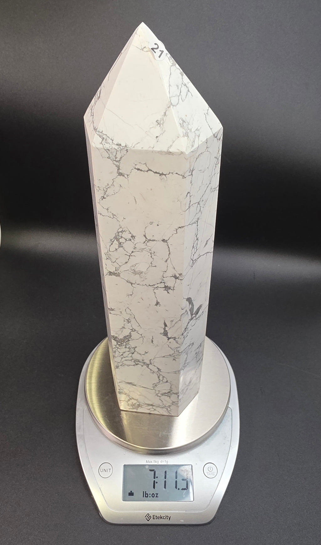Giant Howlite Tower- White Howlite Obelisk Point-14"