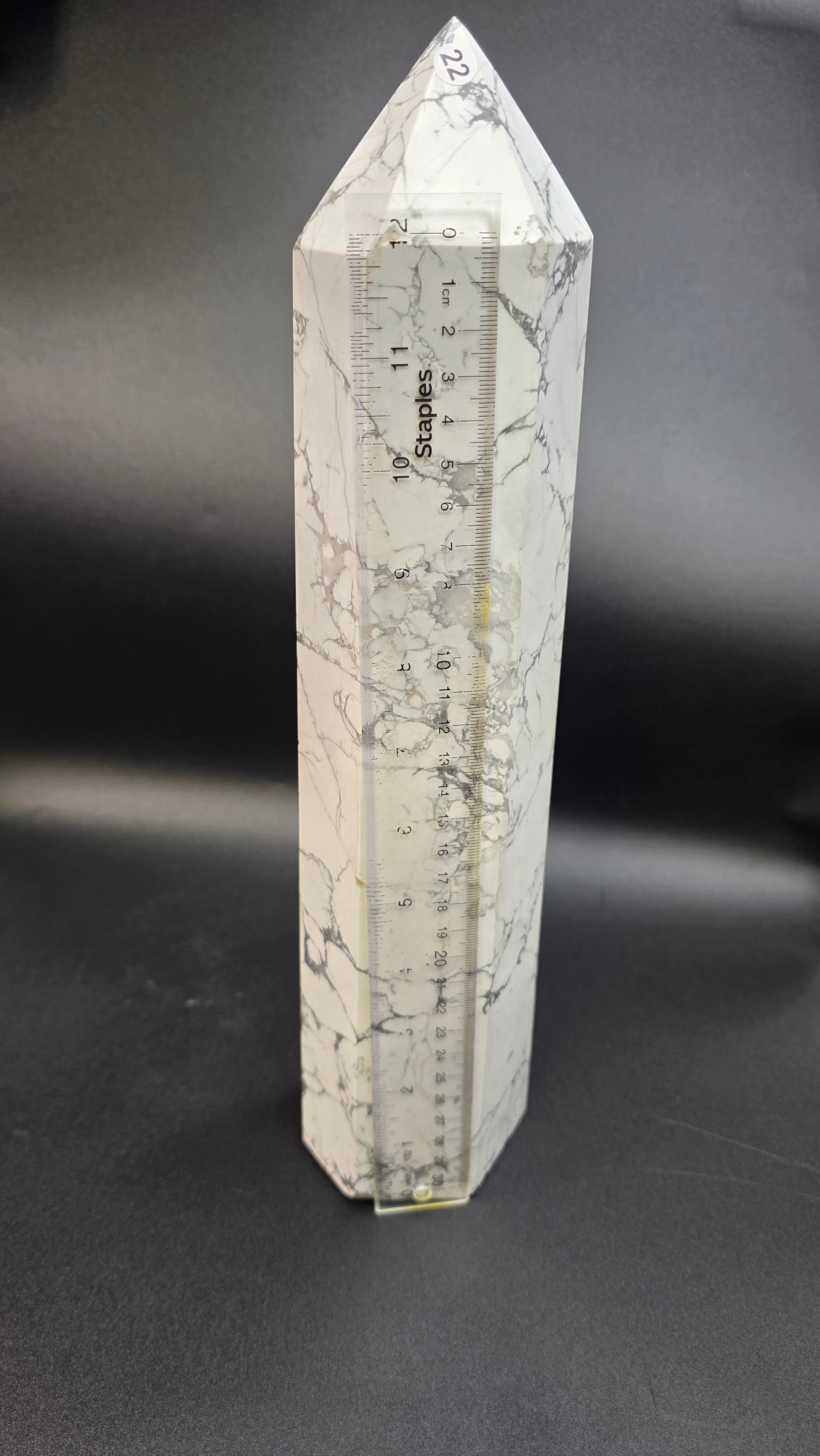 Giant Howlite Tower- White Howlite Obelisk Point-14"