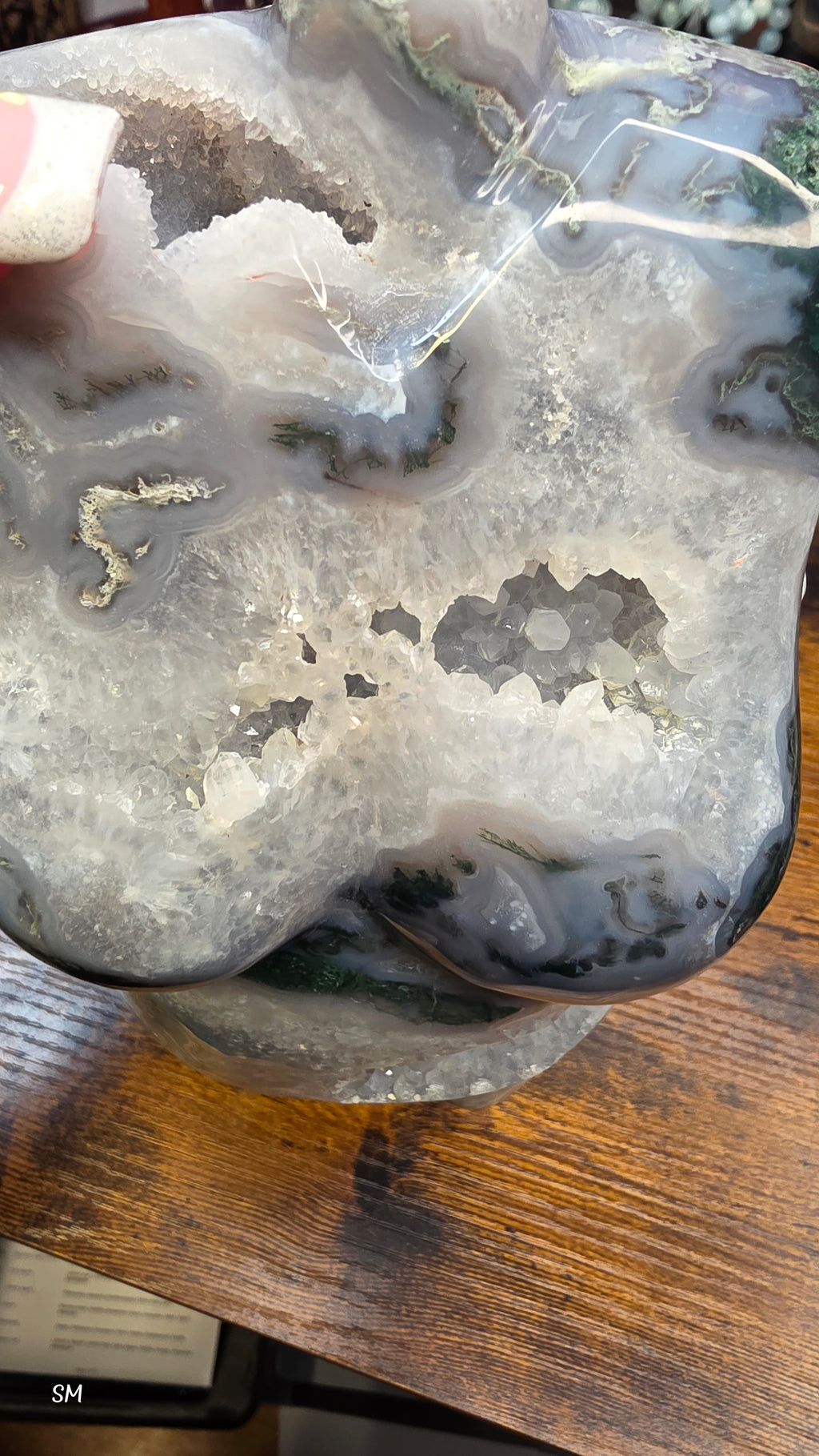 Large Moss Agate Druzy Goddess Torso Carving – 7.5 lbs Statement Crystal