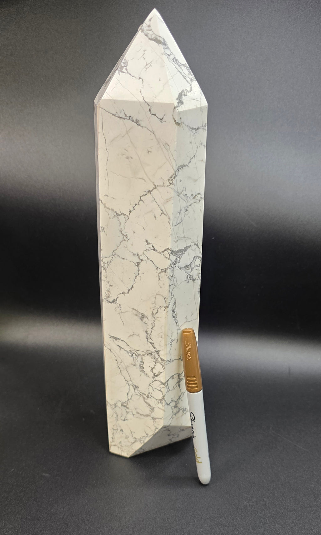 Giant Howlite Tower- White Howlite Obelisk Point-14"