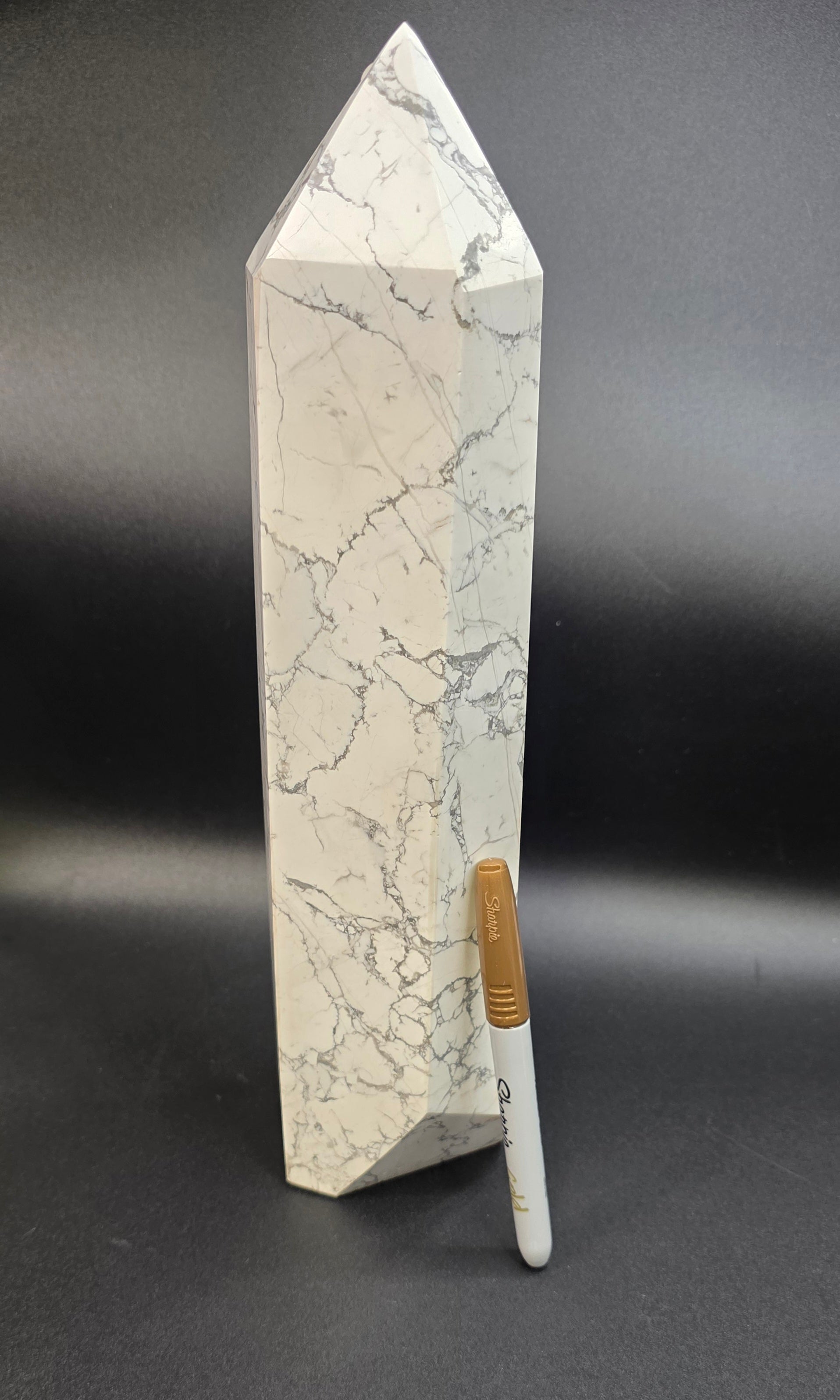 Giant Howlite Tower- White Howlite Obelisk Point-14"
