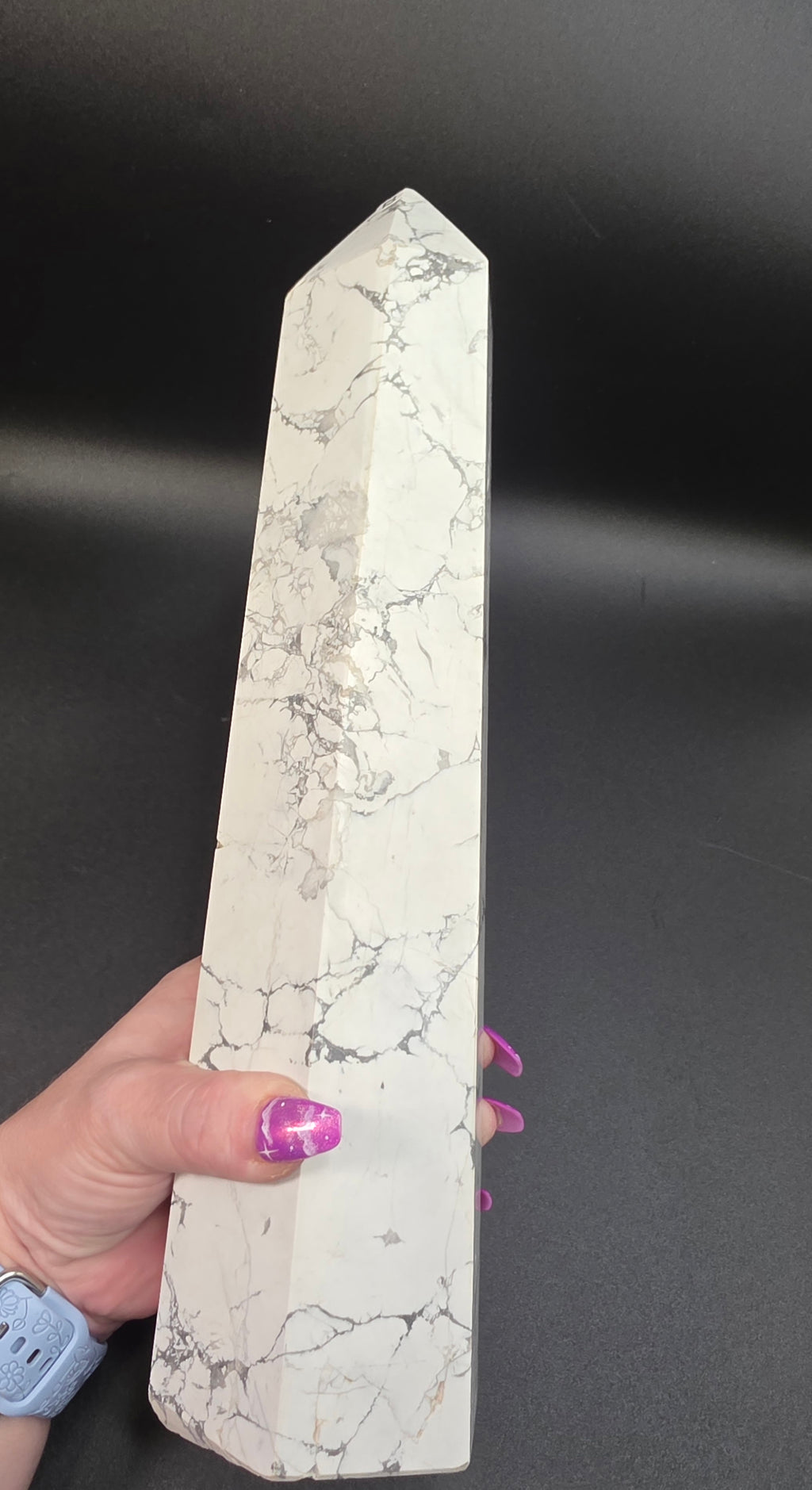 Giant Howlite Tower- White Howlite Obelisk Point-14"