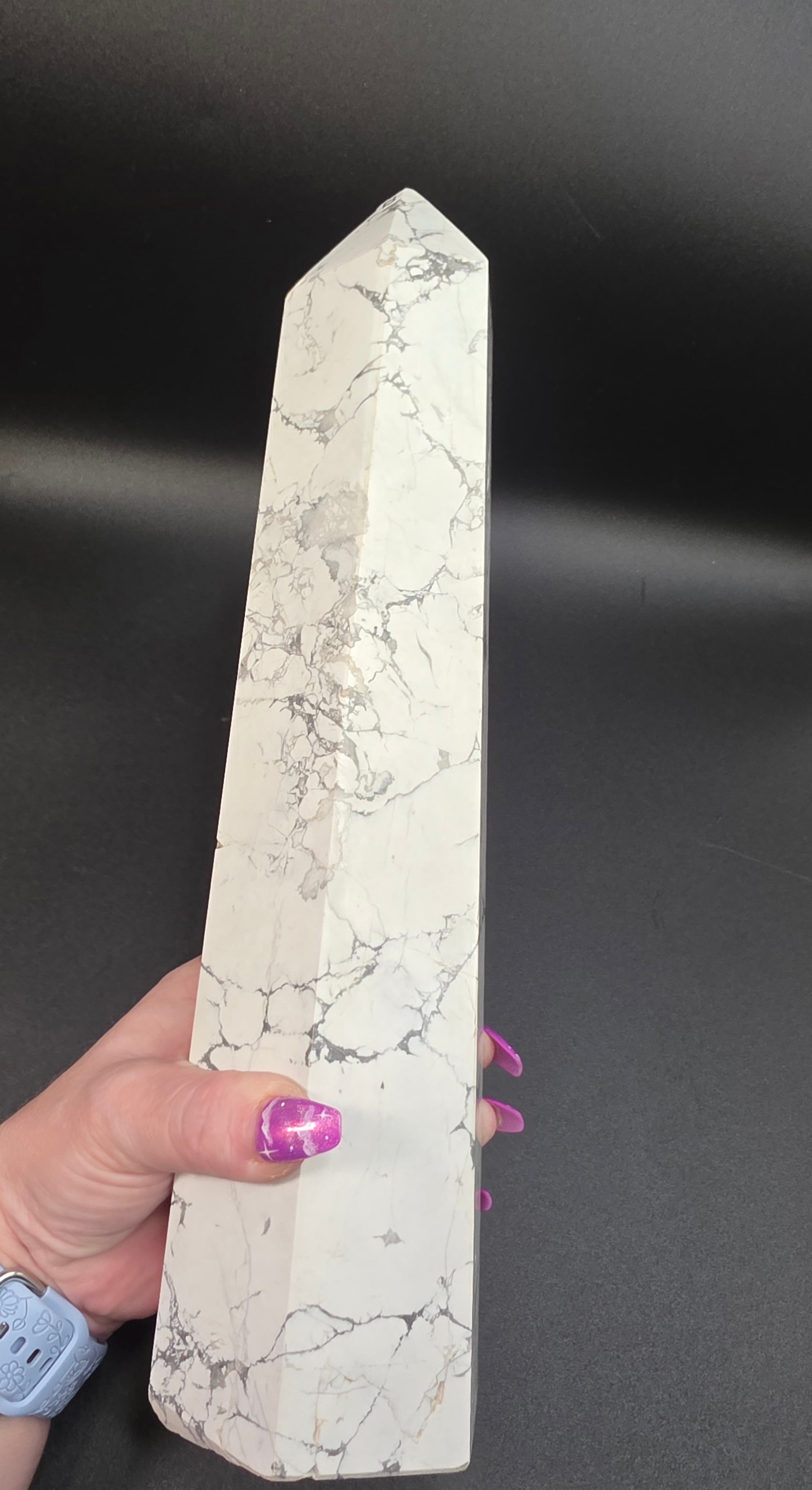Giant Howlite Tower- White Howlite Obelisk Point-14"
