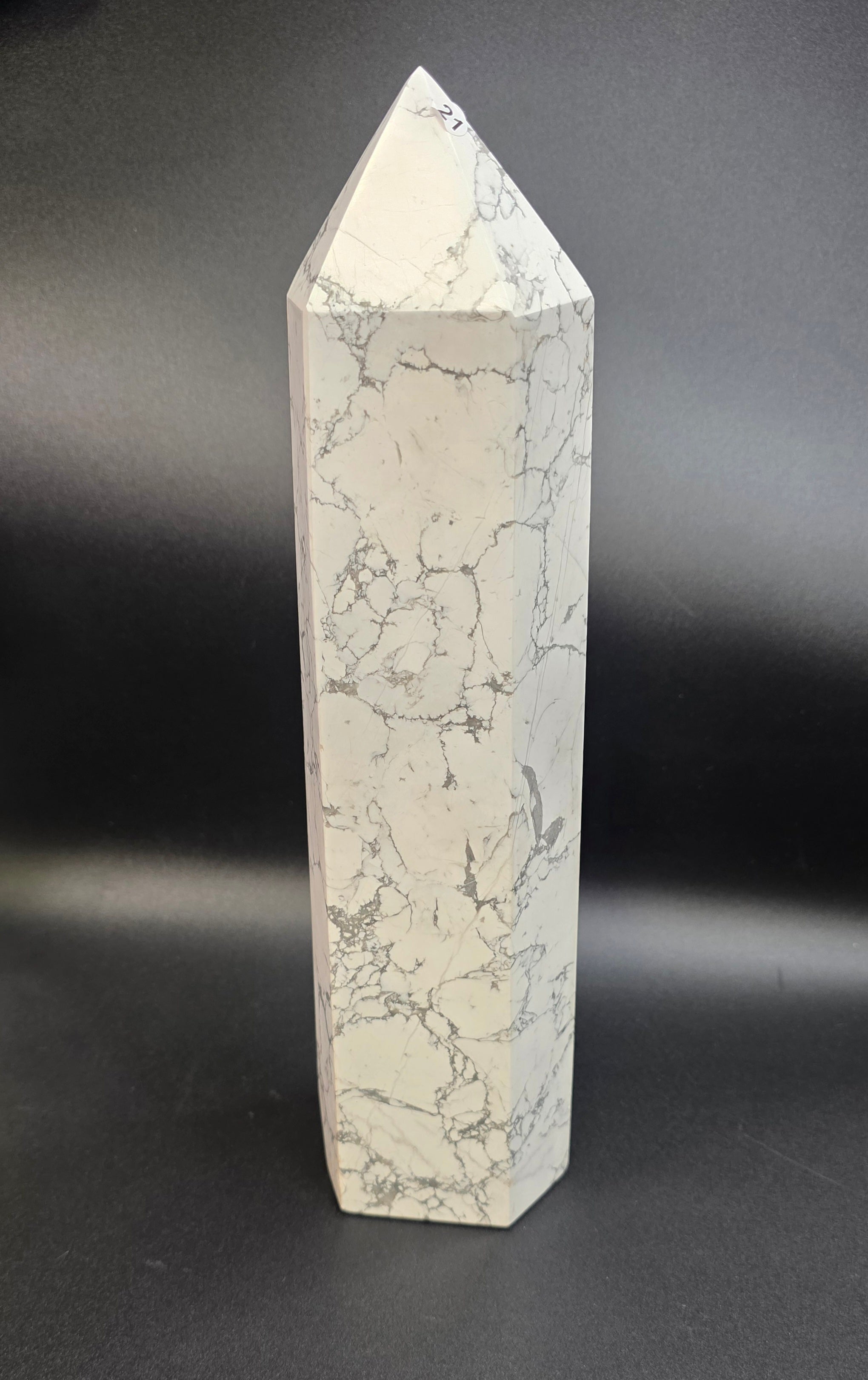 Giant Howlite Tower- White Howlite Obelisk Point-14"