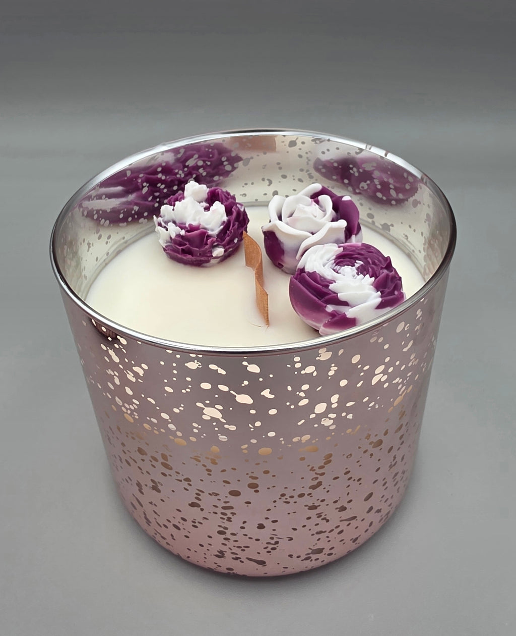 15oz Floral Rose Gold Mercury Glass Candle | Limited Edition