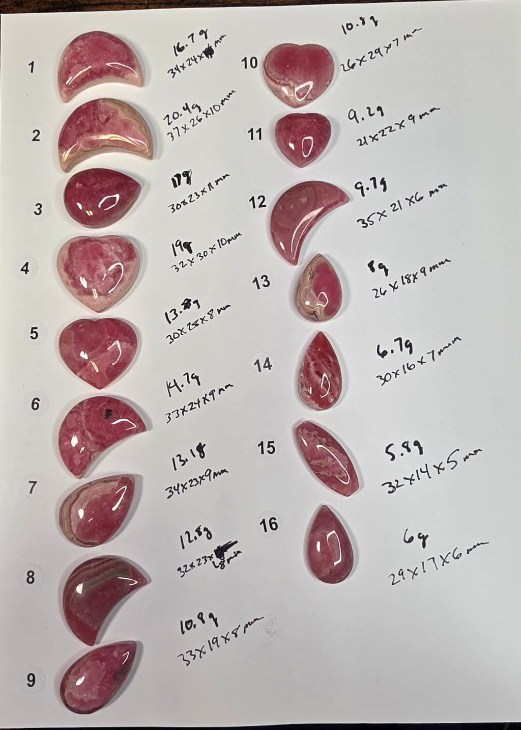 Genuine Rhodochrosite Cabochons — Argentine, Hand-Selected