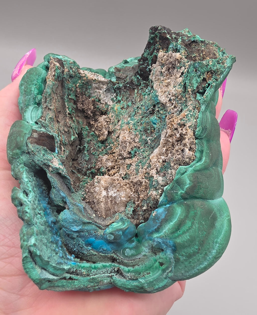 Natural Rare Chrysocolla & Malachite Botryoidal Cluster