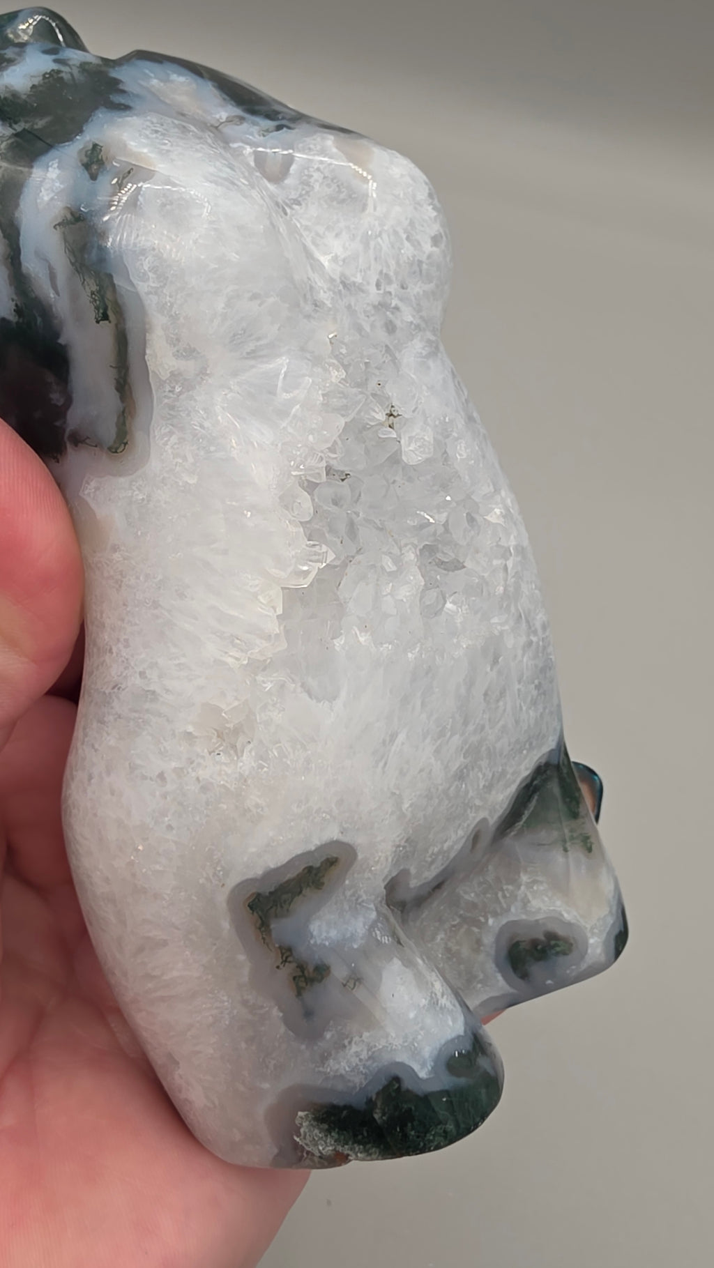 Moss Agate Goddess Body Carving | Druzy Quartz | Hand-Carved