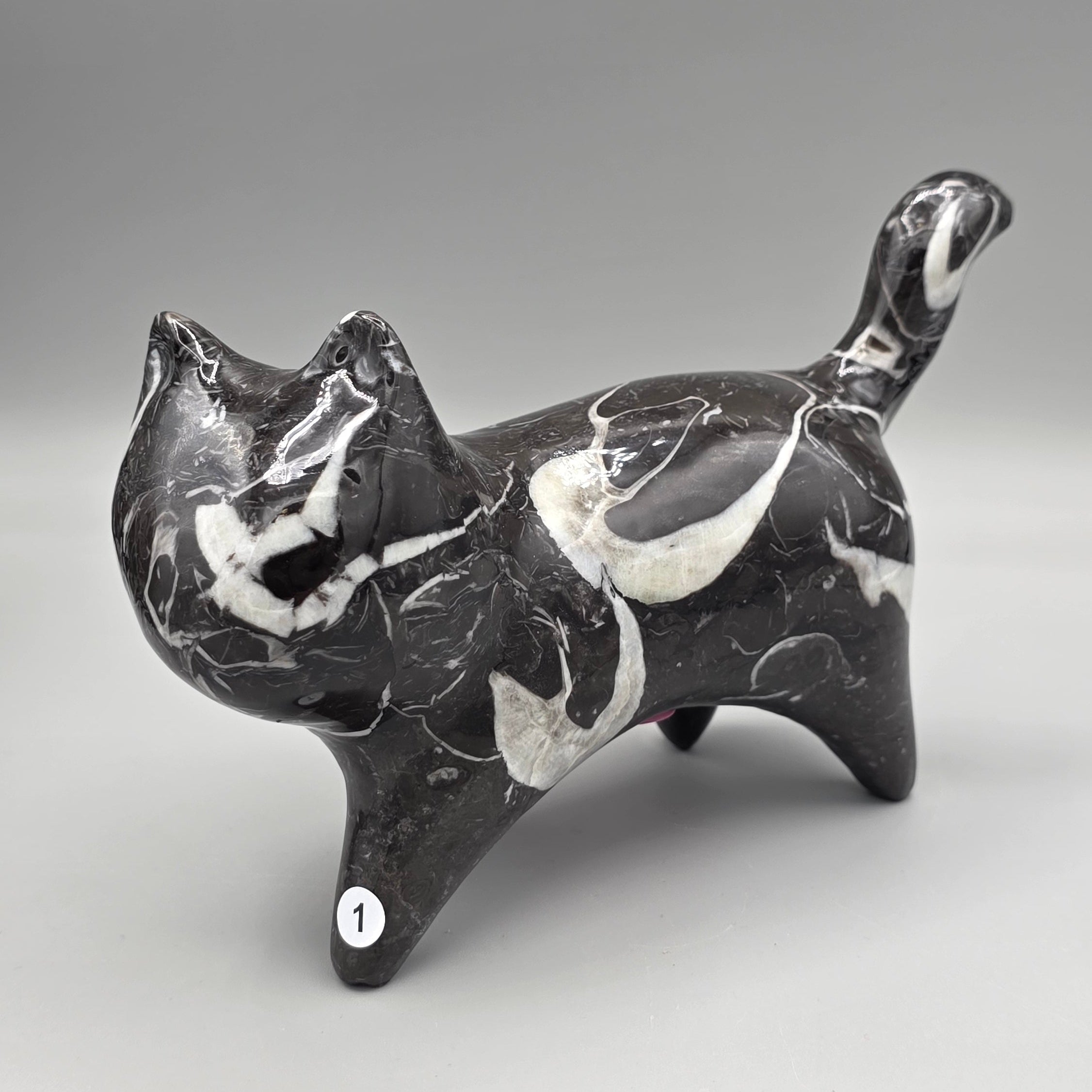 Orthoceras Fossil Cat Carving | Genuine Fossil Stone | Hand-Carved